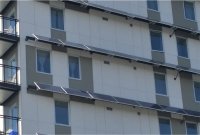 Closeup of the solar panels at 800 Montreal Road, Ottawa, ON. 3G worked with the architects and engineers to create a unique attachment system that was integrated into the construction of the building structure.