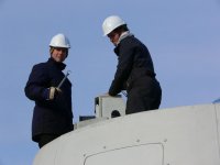 German and Canadian technicians toiling on a wind turbine – Higgins Mountain - 2006